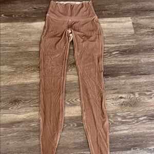 Lululemon velour beautiful High-Waisted Tan Leggings size 2 worn once. Like new